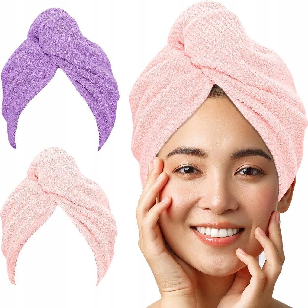 Luxtogo Turbános törölköző (2 db lila rózsaszín)
