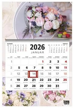 Naptár, speditőr, három hónapos, egy tömbös, TOPTIMER, Virágok (NSPED8114U)