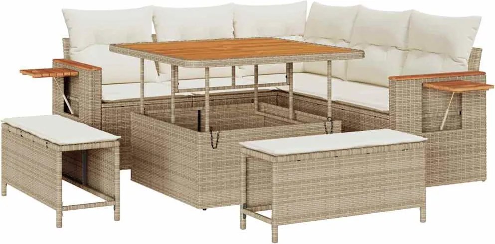 vidaXL Kerti Kanapé Szett párnával 8 pcs Beige és krém