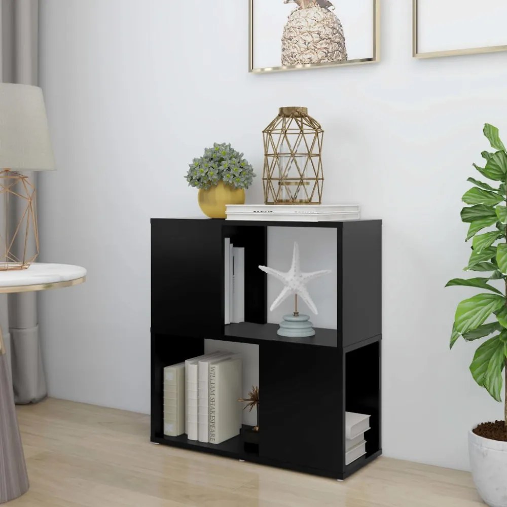 fekete szerelt fa könyvszekrény 60 x 24 x 63 cm