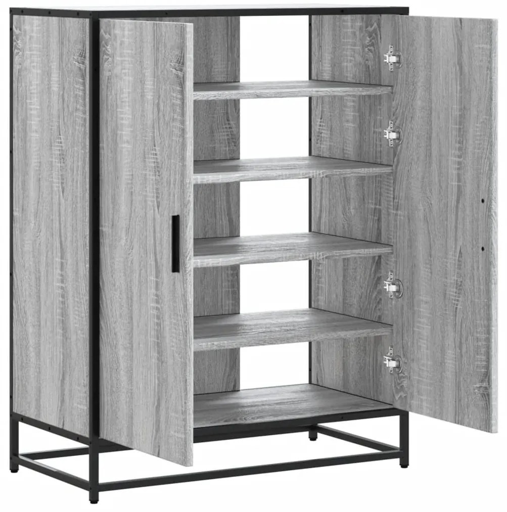 szürke sonoma szerelt fa és fém cipőszekrény 75 x 38 x 97,5 cm