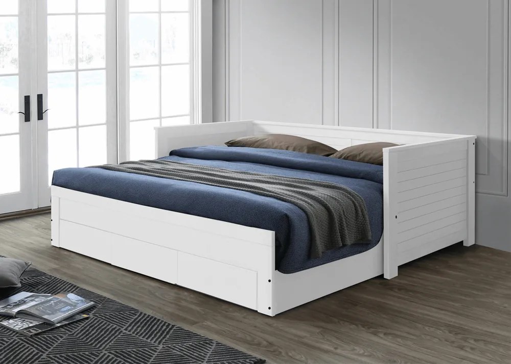 Kinyitható ágy, fehér, GORETA