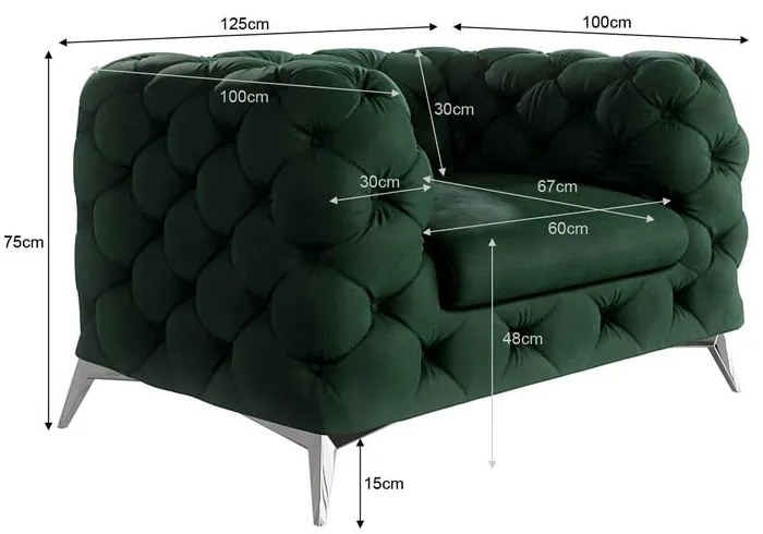 Sötétzöld bársony fotel Chelsea – Ropez