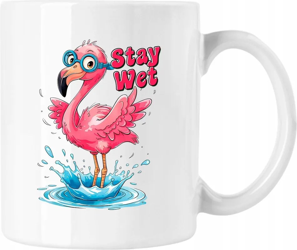 Bögre stay wet flamingó madár fehér 330ml
