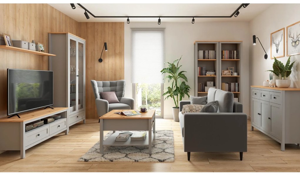 TV asztal Salga 11 (sarkvidéki szürke + artisan tölgy) . Akció -30%. 1098475