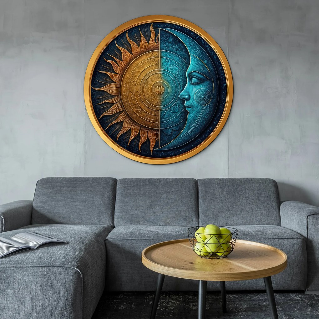 DUBLEZ | Fából készült kép - Nap és Hold