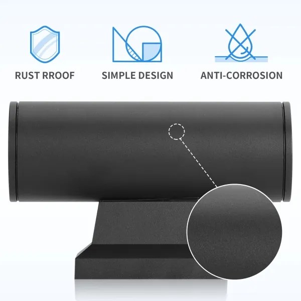 Aigostar - Kültéri fali lámpa 2xGU10/230V fekete IP65 kerek