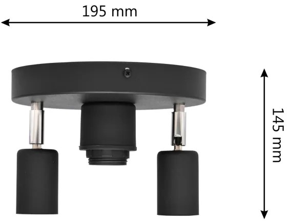 Spotlámpa CENTRO 3xE27/15W/230V fekete