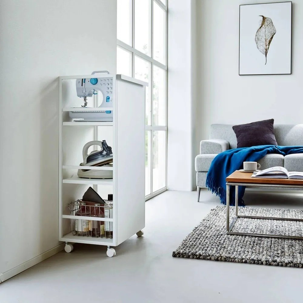 Fehér fém gurulós polcos állvány 42x84,5x32 cm Tower – YAMAZAKI