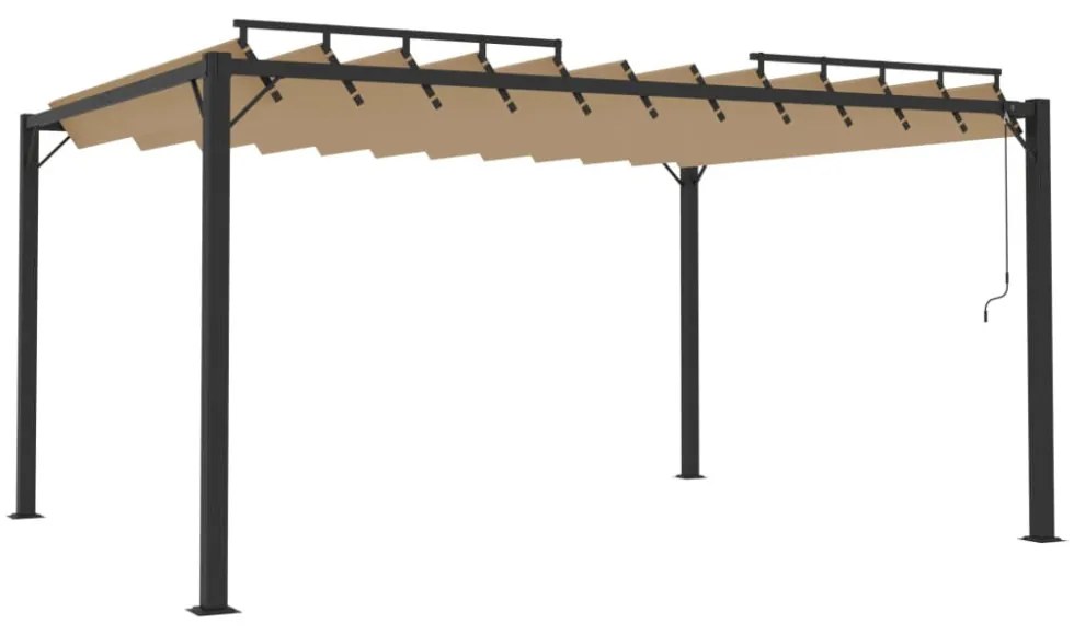 tópszínű szövet és alumínium pavilon lamellás tetővel 3 x 4 m