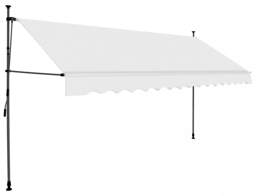 krémszínű kézzel kihúzható LED-es napellenző 350 cm