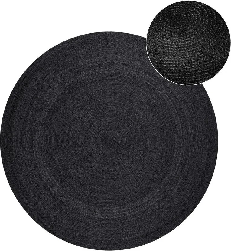 Fekete kétoldalas-kézi szövésű juta kerek szőnyeg ø 140 cm Braided – Hanse Home