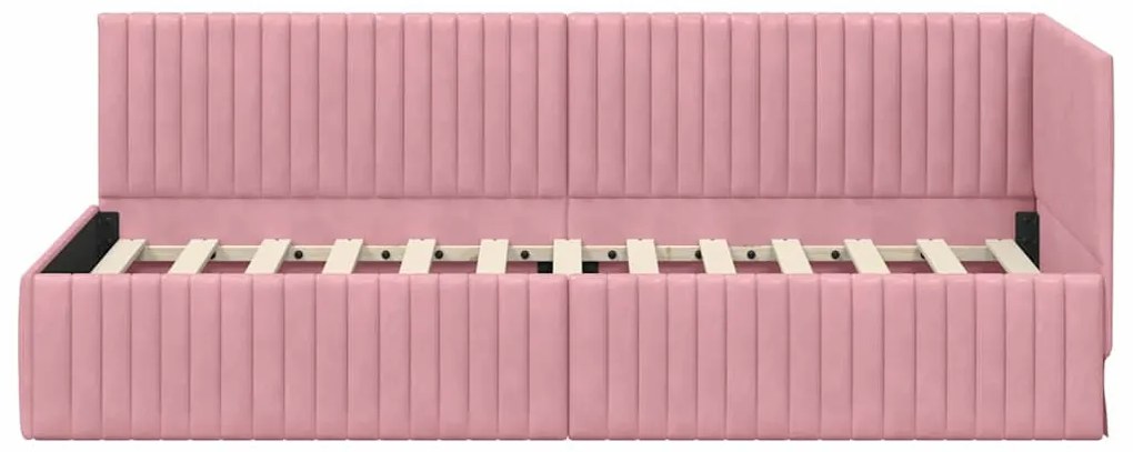 Sarokágy keret fejtámlával Rózsaszín 80 x 200 cm Bársony