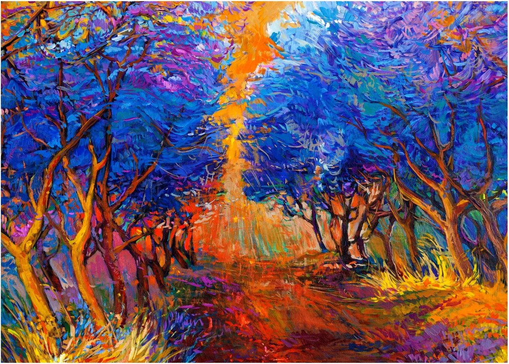 Kép - őszi fa koronák, modern impresszionizmus (70x50 cm)