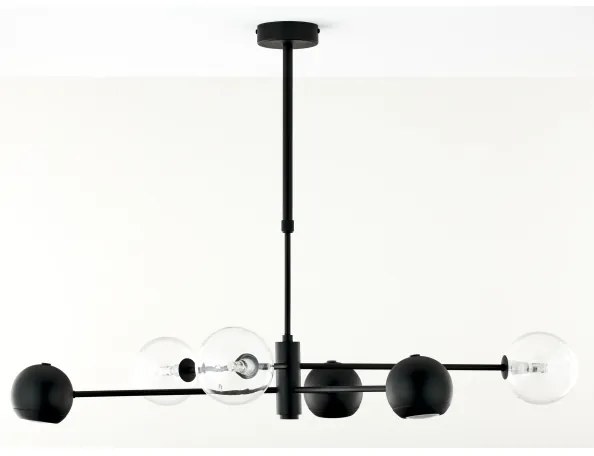 Jupiter 1995 - Csillár rúdon MOKA 3xGU10/10W/230V + 3xG9/10W/230V fekete/átlátszó