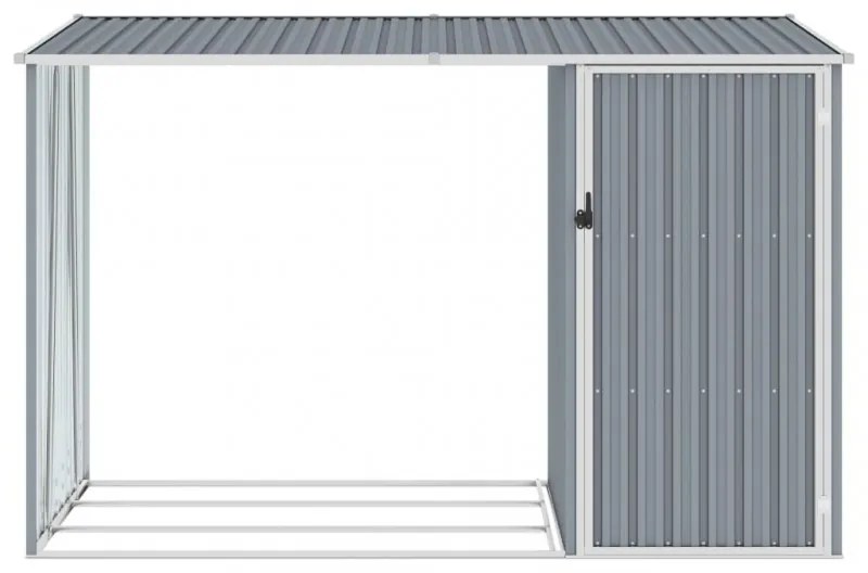 Szürke horganyzott acél kerti tűzifatároló 245 x 98 x 159 cm