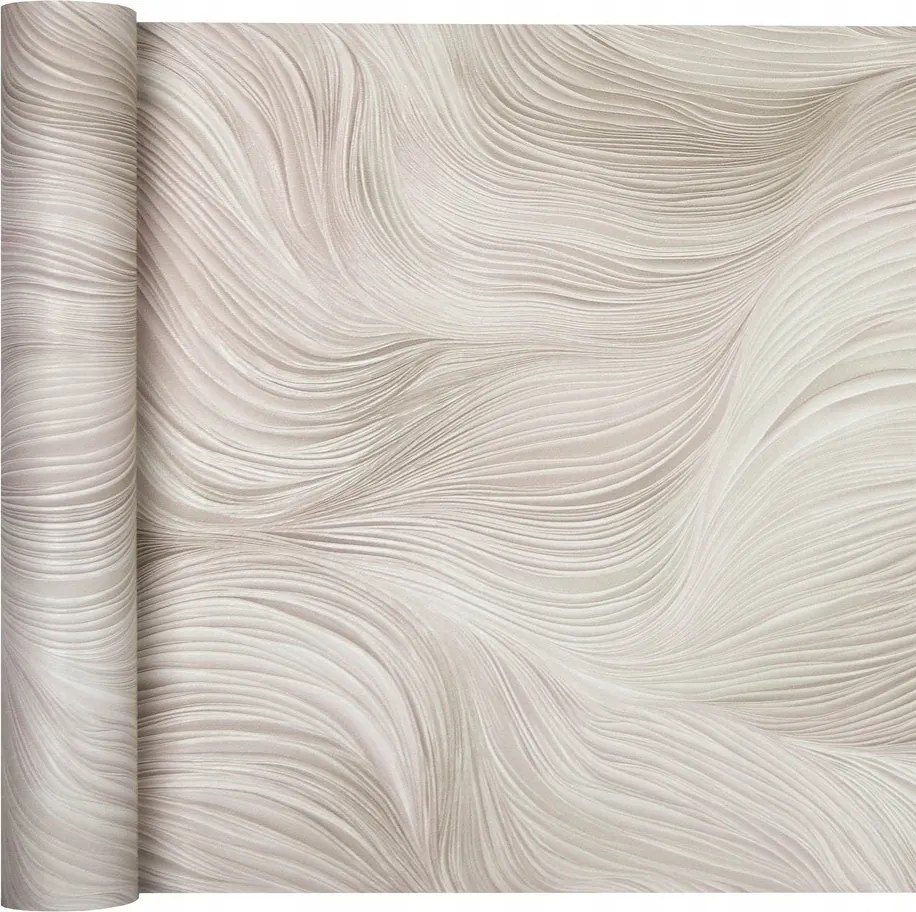 Hullámok vinil örvény tapéta lemosható absztrakt 3D minta Bézs