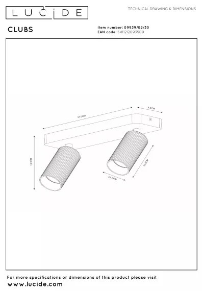 Lucide 09939/02/30 - CLUBS mennyezeti spotlámpa 2xGU10/40W/230V fekete