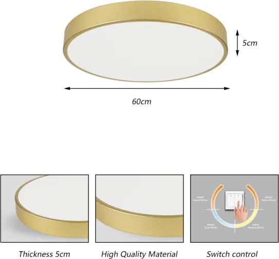 Brilagi - POOL LED mennyezeti lámpa 60 W, 230 V, 3000/4500/6000 K, Ø 60 cm, arany