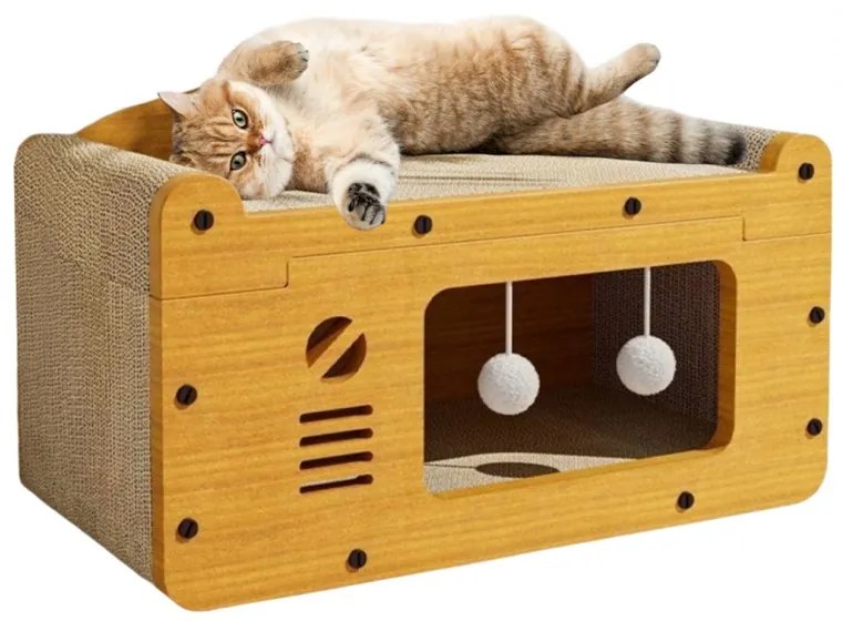 Macskaház 3 az 1-ben KITZONE 56x30 cm, bézs