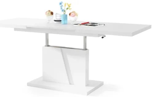 Bővíthető dohányzó-/étkezőasztal emelhető asztallappal NINO fehér