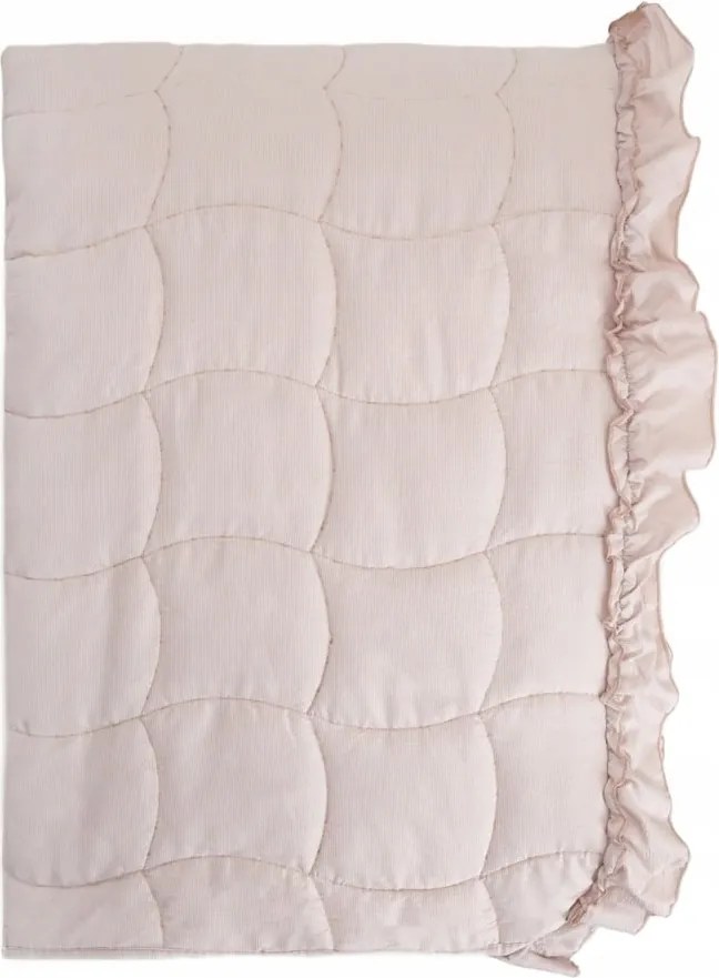 Leona ágytakaró krémszínű foltvarrással és dekoratív fodrokkal 200x220 cm Homla