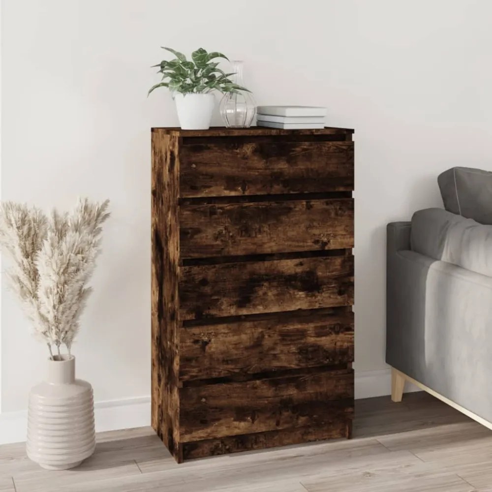 füstös tölgy szerelt fa fiókos szekrény 60 x 36 x 103 cm