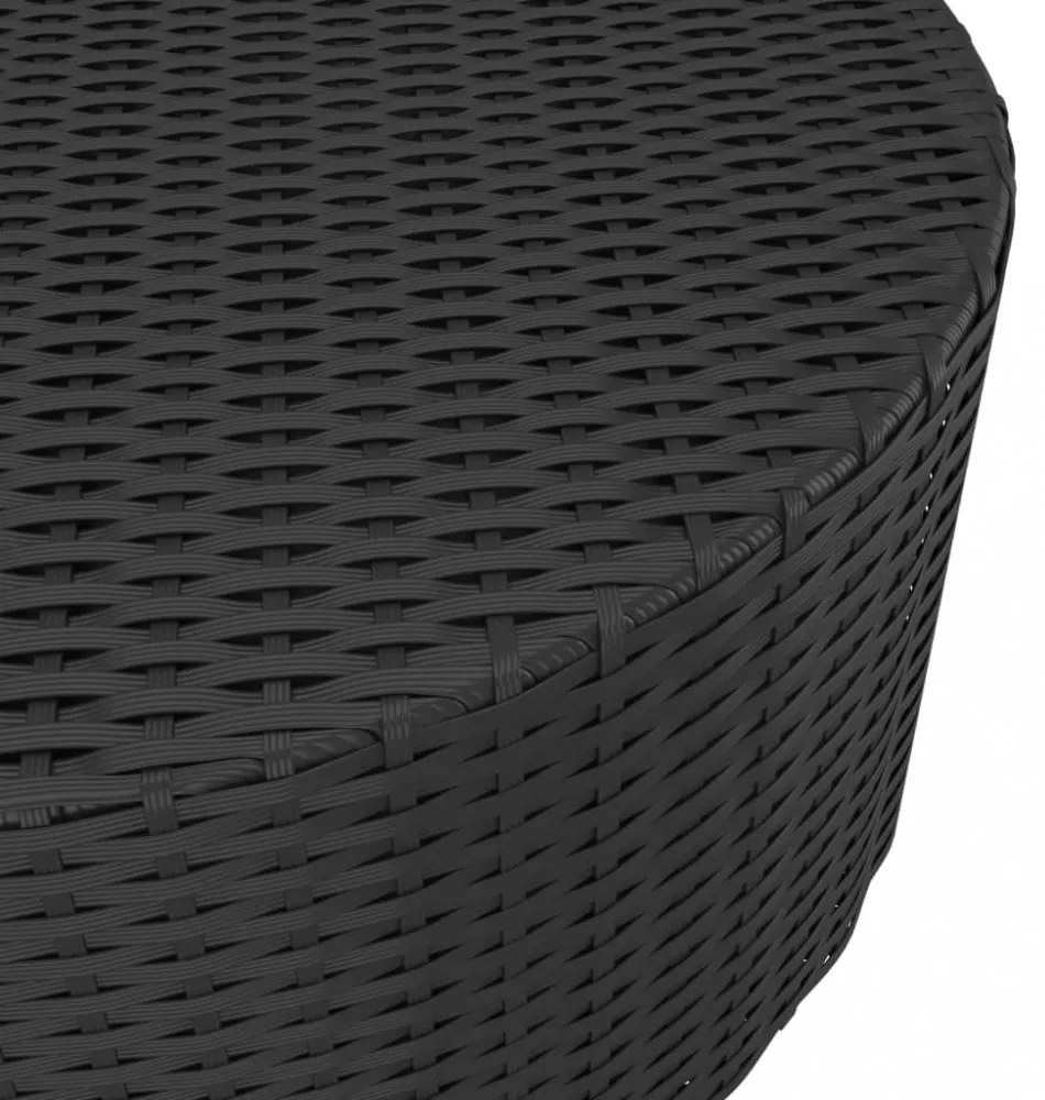 fekete polyrattan teázóasztal 68 x 68 x 30 cm