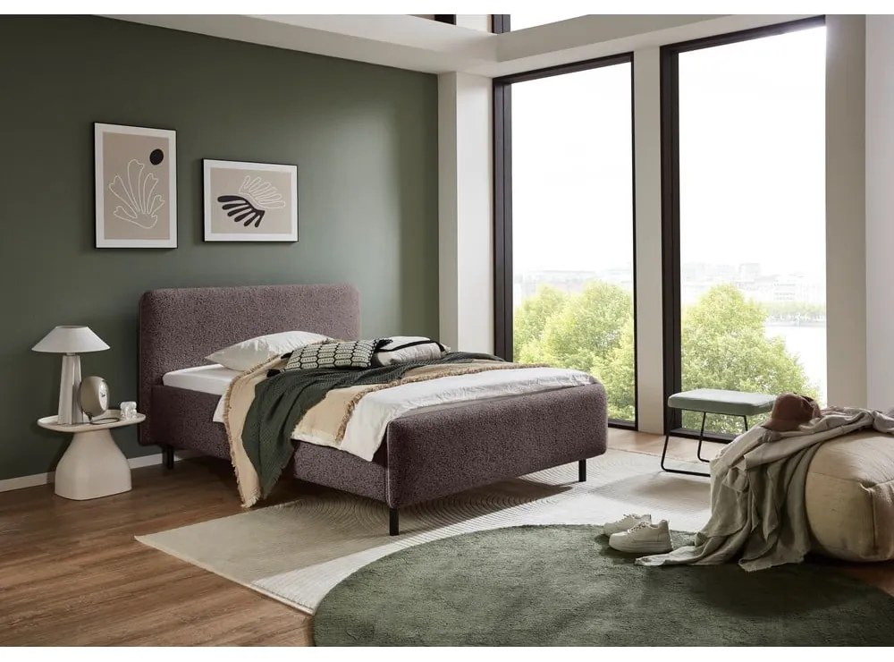 Antracitszürke kárpitozott franciaágy ágyrács nélkül 180x200 cm Primo – Meise Möbel