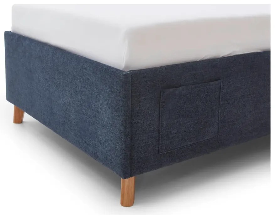 Sötétkék kárpitozott gyerekágy ágyrács nélkül 140x200 cm Fun – Meise Möbel