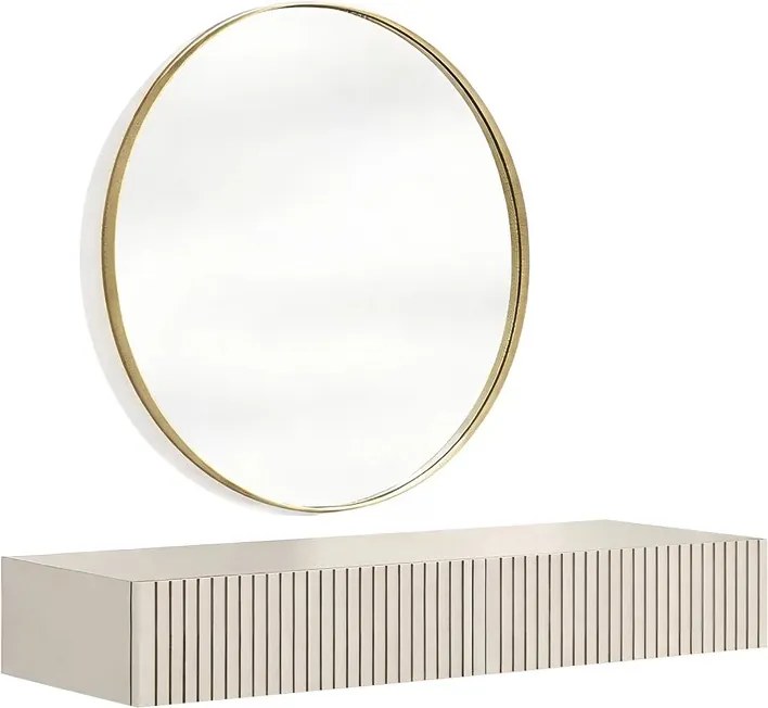 Nicole fali sminkasztal arany tükörrel 80 cm - kasmír matt