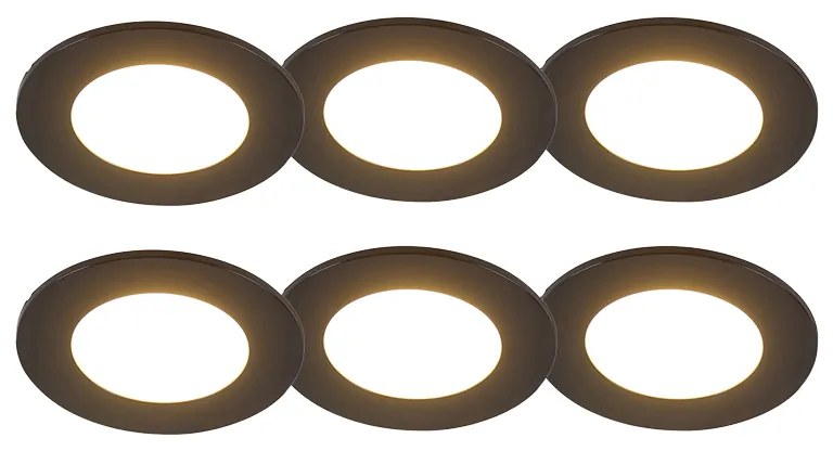 6 db-os beépíthető spotlámpa készlet fekete LED-del 3 fokozatú dimmerrel IP65 - Blanca