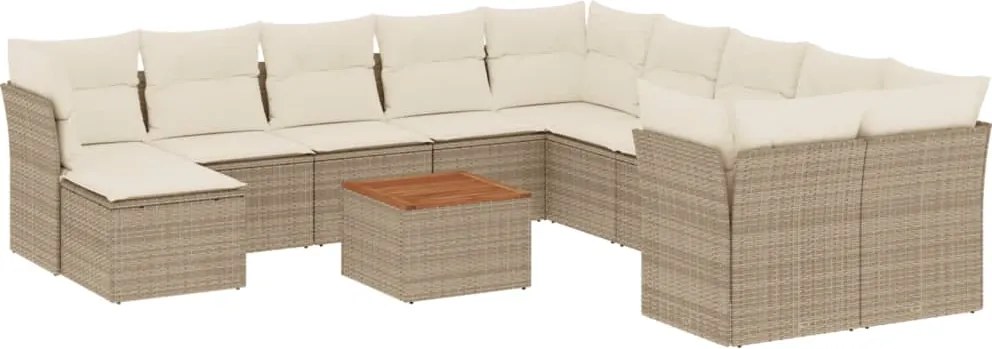 vidaXL 12 részes bézs polyrattan kerti ülőgarnitúra párnákkal