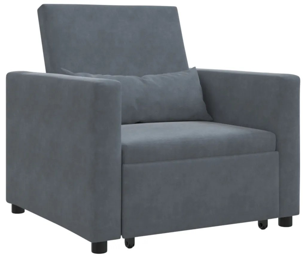 Egyszemélyes kanapéágy Sötétszürke 90 x 165 x 87 cm Bársony