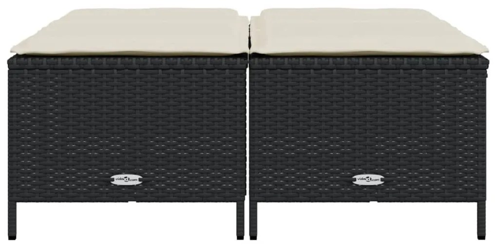 4 db fekete polyrattan kerti szék párnákkal