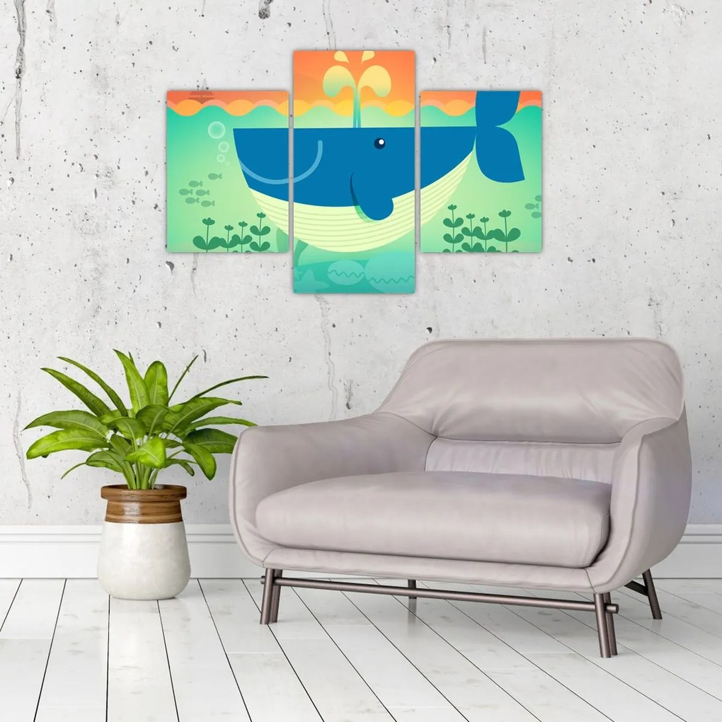 Kép - Vidám bálna a tengerben (90x60 cm)