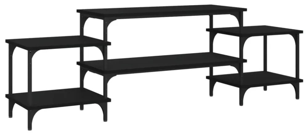 fekete szerelt fa TV-szekrény 157x35x52 cm