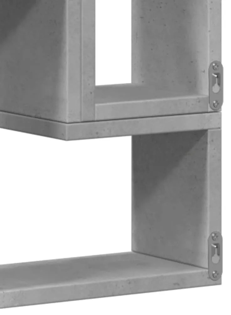 betonszürke szerelt fa fali polc 96x12x64 cm