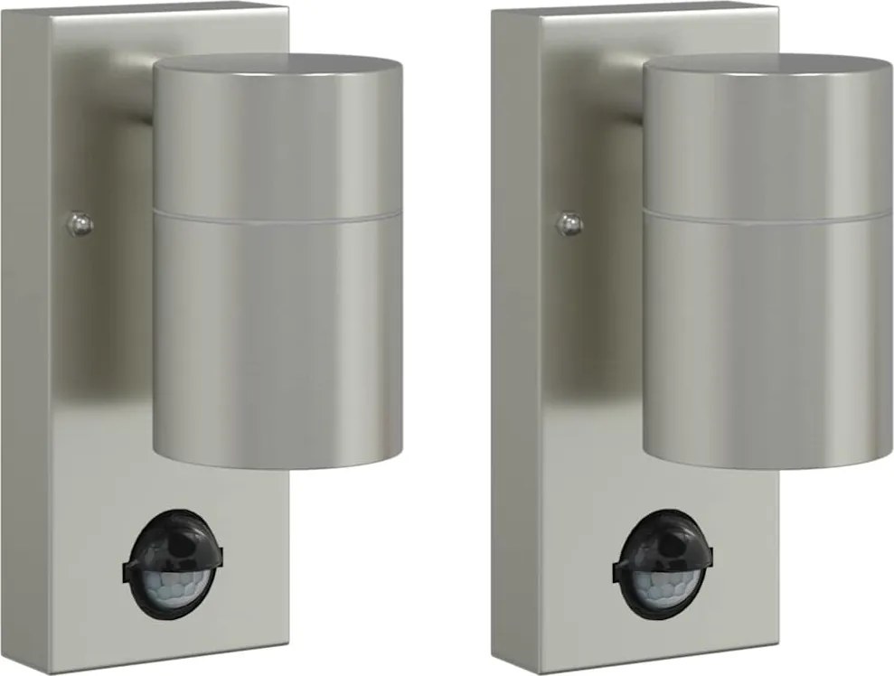 vidaXL Kültéri Fali Lámpa 2 pcs Ezüst 6,5 x 10,5 x 16 cm