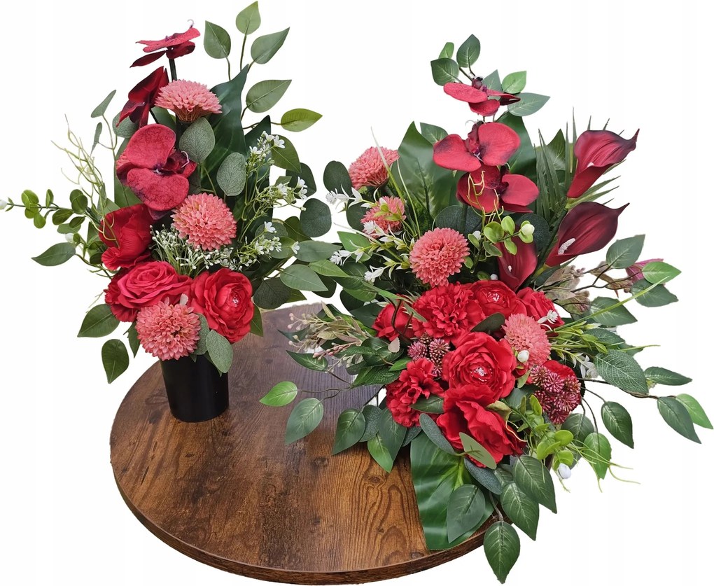 Szett XXL Csokor Sírdísz Virágok Mű Orchidea Prémium