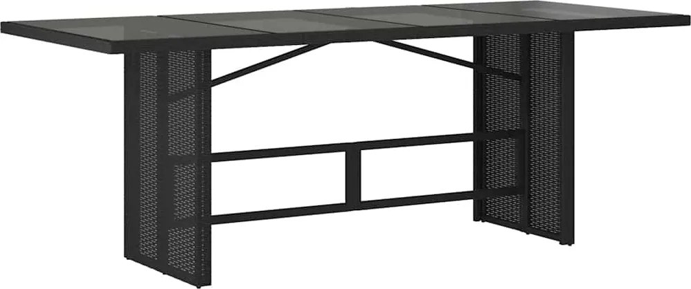 vidaXL fekete polyrattan üveglapos kerti asztal 190x80x74 cm