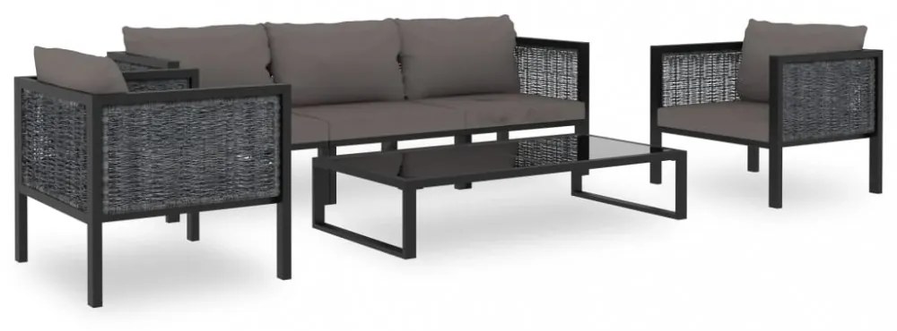 vidaXL 6 részes antracitszürke kerti polyrattan ülőgarnitúra párnákkal