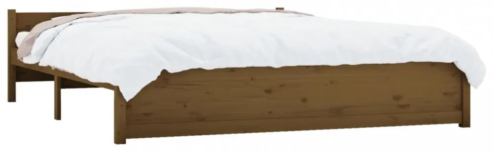mézbarna tömör fa ágykeret 200x200 cm