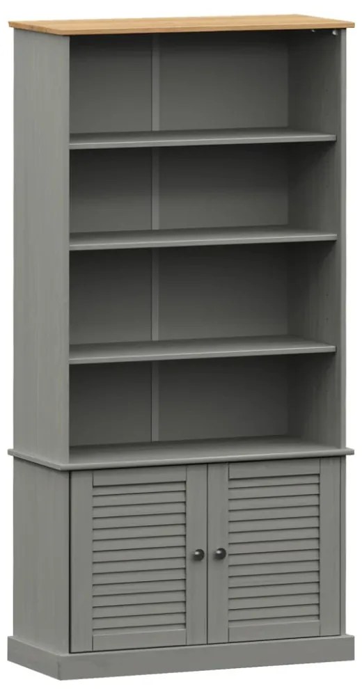 VIGO szürke tömör fenyőfa könyvespolc 85x35x170 cm