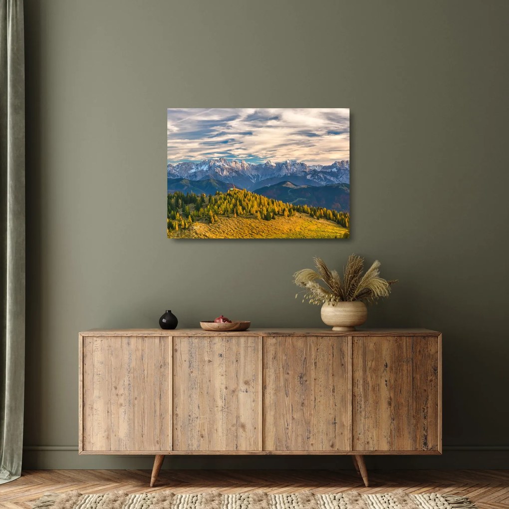 Kép - hegyi panoráma (üvegen) (70x50 cm)