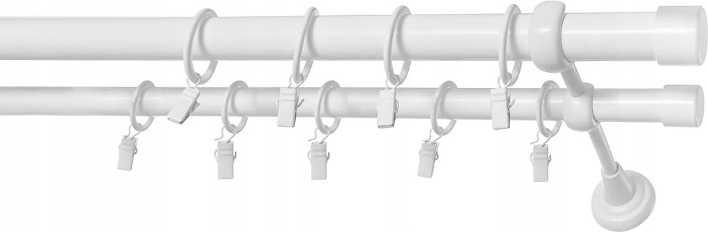 Loft függönykarnis fehér fém mennyezeti dupla csendes béka 25mm 150 cm