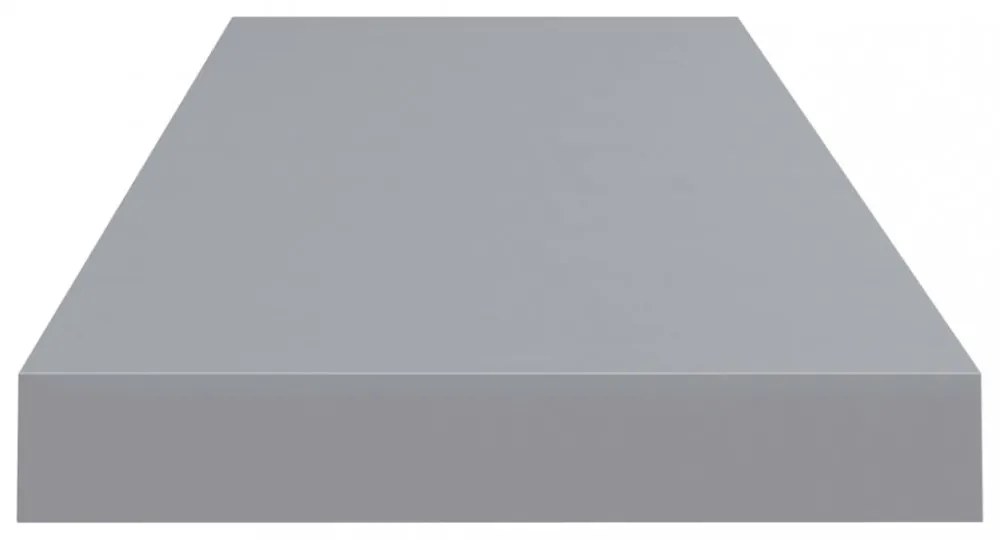 2 db szürke MDF lebegő fali polc 80 x 23,5 x 3,8 cm