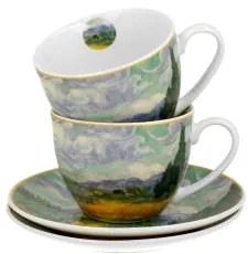 Porcelán csésze aljjal két személyes szett díszdobozban Van Gogh Búzamező