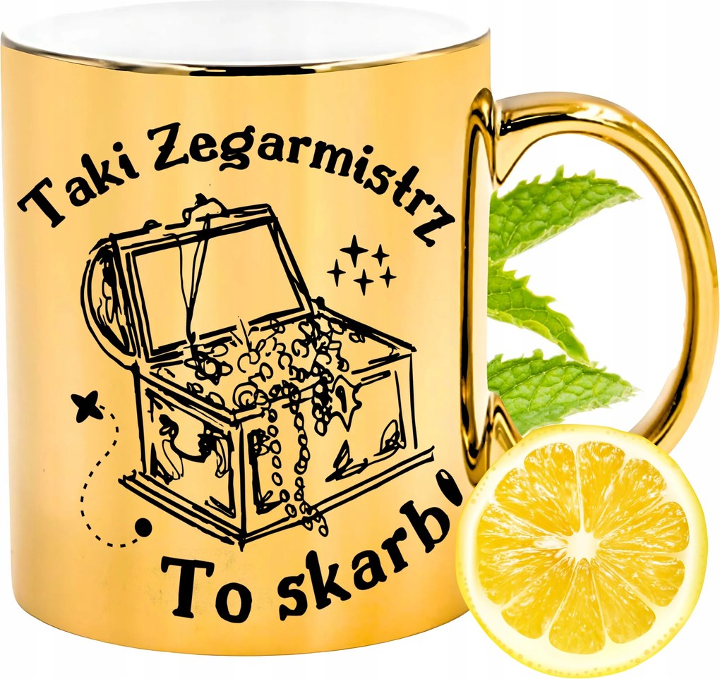 Arany csillogó bögre az órásmesternek ajándék fényképes nyomtatással