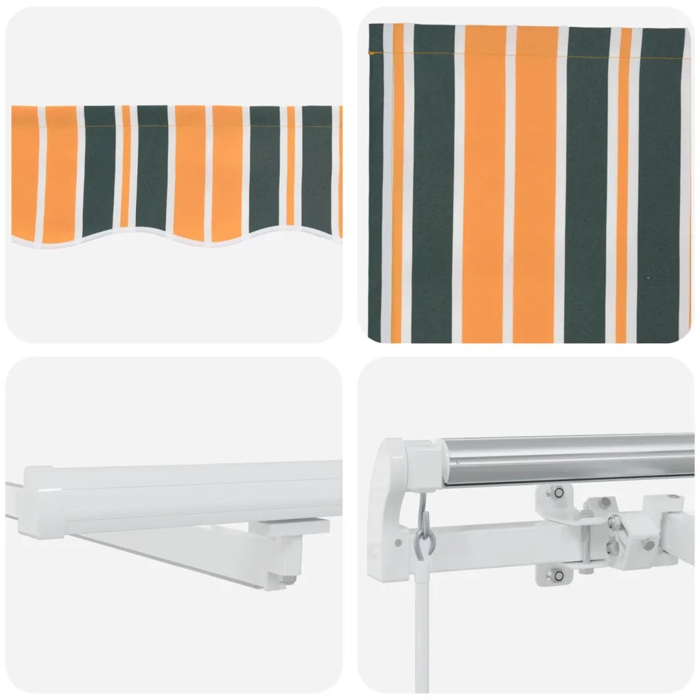 Kézi Behúzható Napellenző LED-del Zöld és Sárga 600x350 cm
